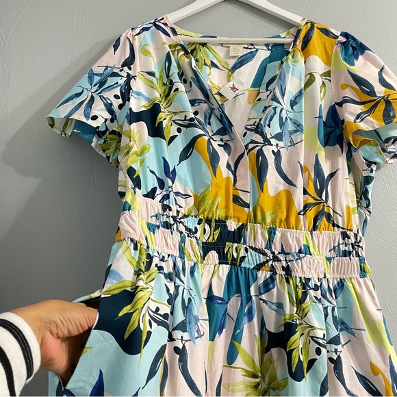 CYNTHIA ROWLEY Cotton Tiered Maxi Dress Floral popover Size 2X NWT resortwear - Picture 4 of 11